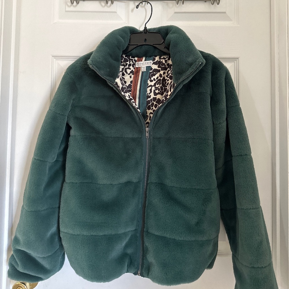 P.J. Salvage Green  Faux Fur City Nights Jacket
